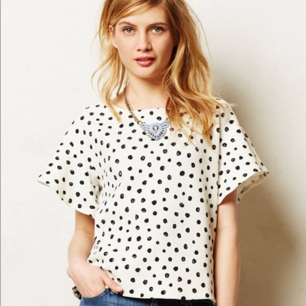 Anthropologie Postmark Flutter Polka Dot Top